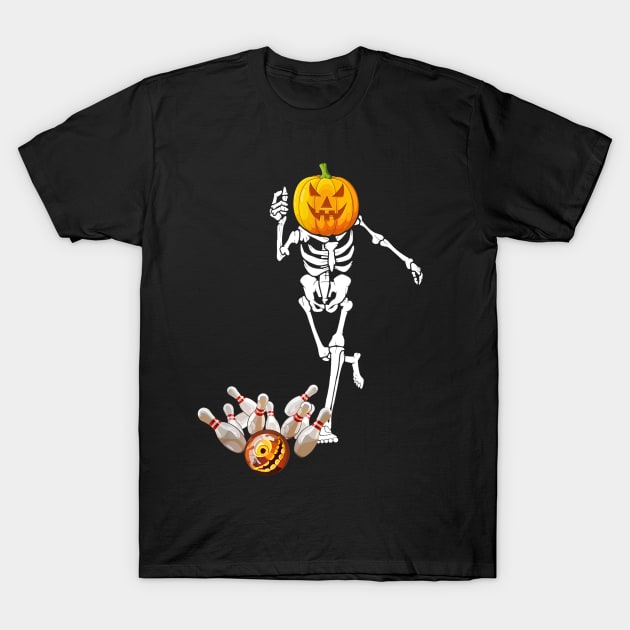 Bowling Skeleton Bone Halloween Costume Men Women Gifts T-Shirt by Fowlerbg